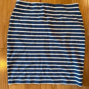 LOFT stretch blue and white striped skirt